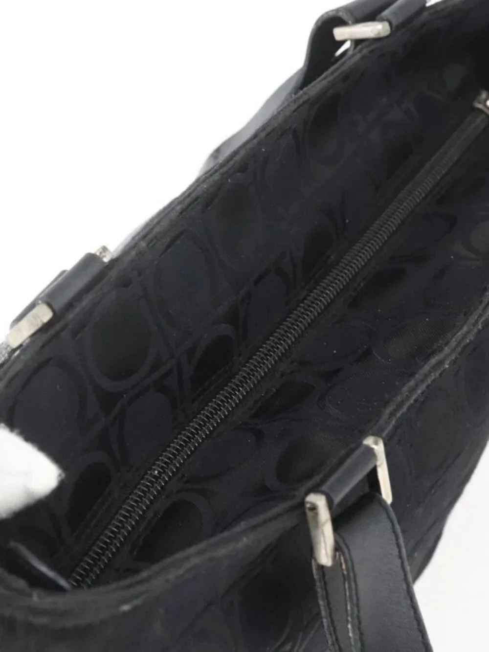 Salvatore Ferragamo Tote Bag Nylon Black Silver Auth SW2049